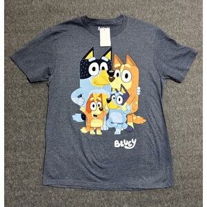 Bluey Women's Shirt Short Sleeve Graphic Print Blue Medium